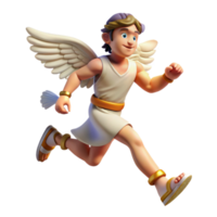 elegant modern dramatic modern Hermes, messenger of the gods, running with winged sandals, motion blur effect, Cubist style high quality detailed png