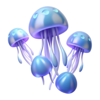 impressive classic magnificent modern A school of luminous jellyfish drifting in the deep ocean, bioluminescent glow, dark background, ethereal style professional original png