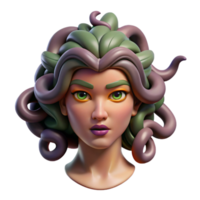 magnificent modern serene abstract A beautiful Medusa with snakes for hair, menacing and seductive, Art Deco style professional high resolution png