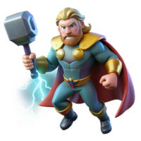 impressive minimalist beautiful minimalist Thor wielding Mjolnir amidst a thunderstorm, dramatic lighting, comic book style authentic detailed png