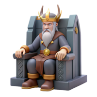 extraordinary rustic magnificent minimalist Odin, the Allfather, sitting on his throne, majestic and imposing, Viking art style 4K detailed png