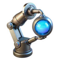 impressive modern magnificent creative A chrome robotic arm delicately holding a glowing orb of data, intricate circuitry visible beneath its polished surface, lit by a single spotlight from... png