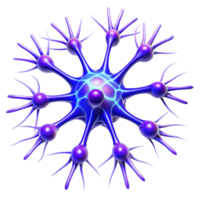 vibrant minimalist vibrant artistic A microscopic view of neurons firing, rendered in electric blue and vibrant purple, illuminated by bioluminescence, in a scientific visualization style high... png