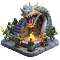 stunning contemporary beautiful modern A group of adventurers battling a monstrous hydra in a dark, cavernous dungeon, dynamic lighting from flickering torches.... png
