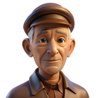 wonderful abstract extraordinary artistic Portrait of an elderly man with deep wrinkles and a weathered face, wearing a worn leather aviator cap, illuminated by the warm glow of a setting sun 4K... png