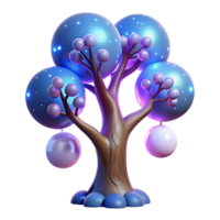stunning artistic dramatic rustic A giant, sentient tree with glowing branches and crystalline leaves dominates a desolate alien landscape, illuminated by the two moons in the sky.... png