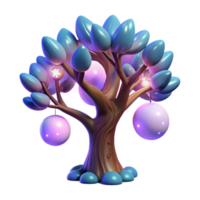 elegant contemporary impressive artistic A giant, sentient tree with glowing branches and crystalline leaves dominates a desolate alien landscape, illuminated by the two moons in the sky.... png