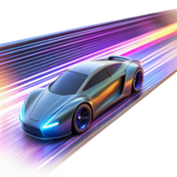 extraordinary traditional stunning abstract A futuristic racing vehicle, sleek and aerodynamic, speeds through a neon-lit tunnel, illuminated by the trails of light it leaves behind.... png