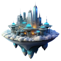 vibrant classic magnificent artistic A futuristic city built on a series of interconnected platforms floats above a toxic cloud layer, illuminated by the artificial lights of the city.... png