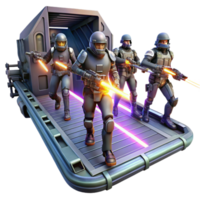 extraordinary traditional stunning modern A group of space pirates, armed with laser pistols and energy blades, board a derelict spaceship, illuminated by the flickering emergency lights.... png