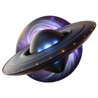 wonderful modern elegant traditional A sleek, black spaceship, cloaked in a shimmering energy field, emerges from a wormhole, illuminated by the distorted light of the portal.... png