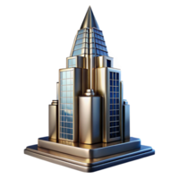 serene classic stunning abstract Art Deco skyscraper, chrome and glass, sharp edges, volumetric lighting, high contrast, stylized, detailed high resolution png