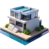 serene modern extraordinary minimalist A modern villa overlooking the ocean, clean lines and minimalist design, bright sunlight, architectural visualization, exclusive professional png