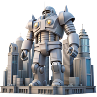vibrant modern elegant rustic A giant robot shaped like a building, futuristic city backdrop, sci-fi, digital art, 4K high quality png