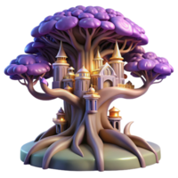 wonderful artistic magnificent abstract A giant tree with a city built into its branches, fantasy lighting, whimsical, digital art, authentic professional png