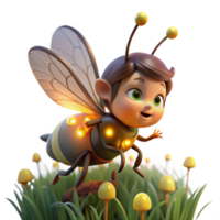 beautiful modern wonderful rustic A tiny, mischievous pixie riding a giant bumblebee through a field of glowing fireflies at twilight, soft, painterly style, warm color palette high resolution premium png