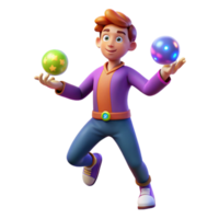 wonderful abstract impressive minimalist A mischievous imp juggling glowing orbs of arcane energy, dynamic pose, vibrant colors, cartoon style detailed premium png