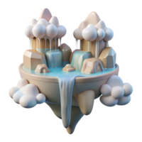 dramatic minimalist vibrant abstract A serene, floating island with waterfalls cascading into the clouds below, soft, pastel colors, dreamlike art style exclusive professional png