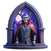 vibrant rustic wonderful rustic A dark, brooding vampire lord standing in a gothic castle window, moonlight illuminating his pale face, dark fantasy style authentic original png