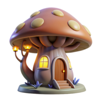 elegant abstract wonderful contemporary A whimsical, mushroom-shaped house with glowing windows nestled within the roots of a giant, bioluminescent tree, soft diffuse lighting, Ghibli Studio style... png