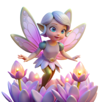 wonderful minimalist elegant artistic A mischievous pixie with iridescent wings hovering over a field of glowing, crystalline flowers, warm, soft lighting, fantasy art style exclusive high resolution png
