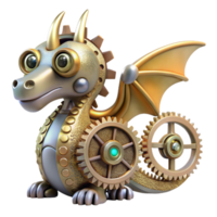 elegant modern serene vintage A whimsical, clockwork dragon with gears and cogs visible beneath its metallic skin, warm, steampunk lighting, digital art style genuine high quality png