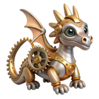 magnificent vintage serene contemporary A whimsical, clockwork dragon with gears and cogs visible beneath its metallic skin, warm, steampunk lighting, digital art style high quality detailed png