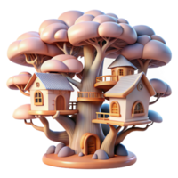 stunning abstract vibrant artistic A whimsical, treehouse village built into the branches of giant, interconnected trees, soft, diffuse sunlight, Ghibli Studio style genuine premium png