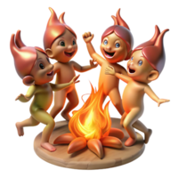 beautiful abstract beautiful abstract A group of mischievous pixies dancing around a bonfire, vibrant, flickering firelight, Brian Froud style 4K detailed png