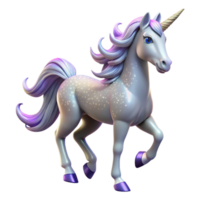 extraordinary vintage vibrant modern A majestic unicorn with a silver mane and horn prancing through a field of stardust, soft, sparkling lighting, Lisa Frank style high resolution premium png