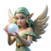 serene classic impressive modern A beautiful, winged elf holding a glowing orb, soft, ethereal light emanating from the orb, Art Nouveau style original high quality png