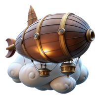 stunning artistic elegant rustic A whimsical, steampunk airship soaring through a cloudy sky, dramatic backlighting, Hayao Miyazaki style original detailed png