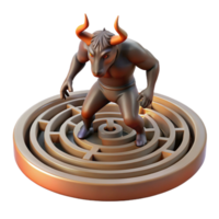 beautiful modern magnificent creative A minotaur trapped in the labyrinth, dramatic shadows, ancient Greek pottery style authentic authentic png