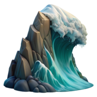stunning rustic wonderful artistic A single, giant wave crashing against a rocky cliff face, dramatic lighting, powerful and dynamic composition, digital painting high resolution high quality png
