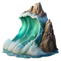 impressive contemporary wonderful abstract A single, giant wave crashing against a rocky cliff face, dramatic lighting, powerful and dynamic composition, digital painting authentic high resolution png