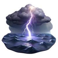 extraordinary rustic vibrant modern A lightning strike illuminating a stormy night sky over a vast ocean, dark and dramatic, digital painting 4K high resolution png