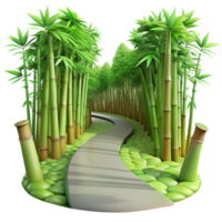 beautiful contemporary elegant classic A winding path through a lush, green bamboo forest, dappled with sunlight filtering through the leaves, in a serene, Japanese woodblock print style authentic... png