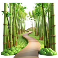 serene abstract magnificent vintage A winding path through a lush, green bamboo forest, dappled with sunlight filtering through the leaves, in a serene, Japanese woodblock print style professional... png