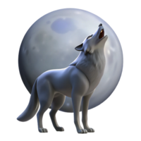 magnificent modern impressive contemporary A lone wolf howling at the full moon in a snowy landscape, illuminated by the cool, silvery moonlight, in a dramatic, wildlife art style exclusive... png