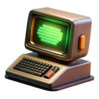 elegant traditional dramatic artistic A vintage computer terminal displaying cryptic code, green text on a black screen, bathed in the warm glow of an incandescent desk lamp, retro style detailed... png