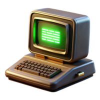 beautiful classic stunning classic A vintage computer terminal displaying cryptic code, green text on a black screen, bathed in the warm glow of an incandescent desk lamp, retro style genuine original png