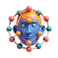 wonderful artistic beautiful minimalist A stylized illustration of artificial intelligence, represented by a network of interconnected nodes forming a human face, vibrant colours, abstract art... png