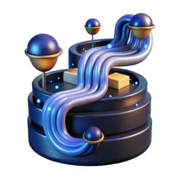 fantastisk traditionell magnifik minimalistisk en overkligt skildring av data strömmande tycka om en flod, lysande strömmar av information vävning genom en mörk tomhet, abstrakt konst stil äkta äkta png