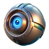 elegant abstract wonderful traditional A close-up of a bionic eye, intricate metallic details and glowing lens, illuminated by a single, focused beam of light, cyberpunk style professional original png