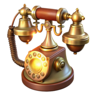 stunning modern elegant abstract An antique telephone, intricately detailed brass and wood, ringing with an ethereal glow, lit by a single spotlight, vintage style genuine 4K png