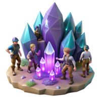 wonderful rustic magnificent creative A group of adventurers exploring a hidden cave filled with glowing crystals, dynamic composition, adventurous lighting premium exclusive png