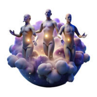 magnificent traditional magnificent rustic A group of celestial beings floating in a nebula, ethereal lighting, cosmic horror style original authentic png