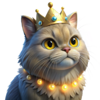 wonderful minimalist dramatic creative A grumpy-looking, fluffy Persian cat wearing a tiny crown, surrounded by floating jewels, illuminated by a dramatic spotlight from above, Renaissance... png