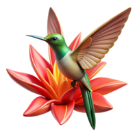 beautiful traditional serene abstract A single hummingbird hovering in front of a giant, exotic flower, wings blurred in motion, vibrant, hyperrealistic detail, macro photography with shallow... png