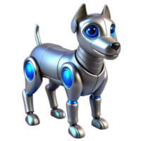 extraordinary classic serene contemporary A futuristic robotic dog, sleek chrome design, glowing blue eyes, cyberpunk style original high resolution png